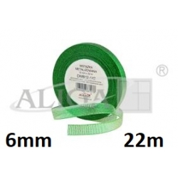 Wstążka metalizowana  zielona 6mm/ 22m  / DWB06-142 / wstążka zielona metaliczna 6mm / brokatowa